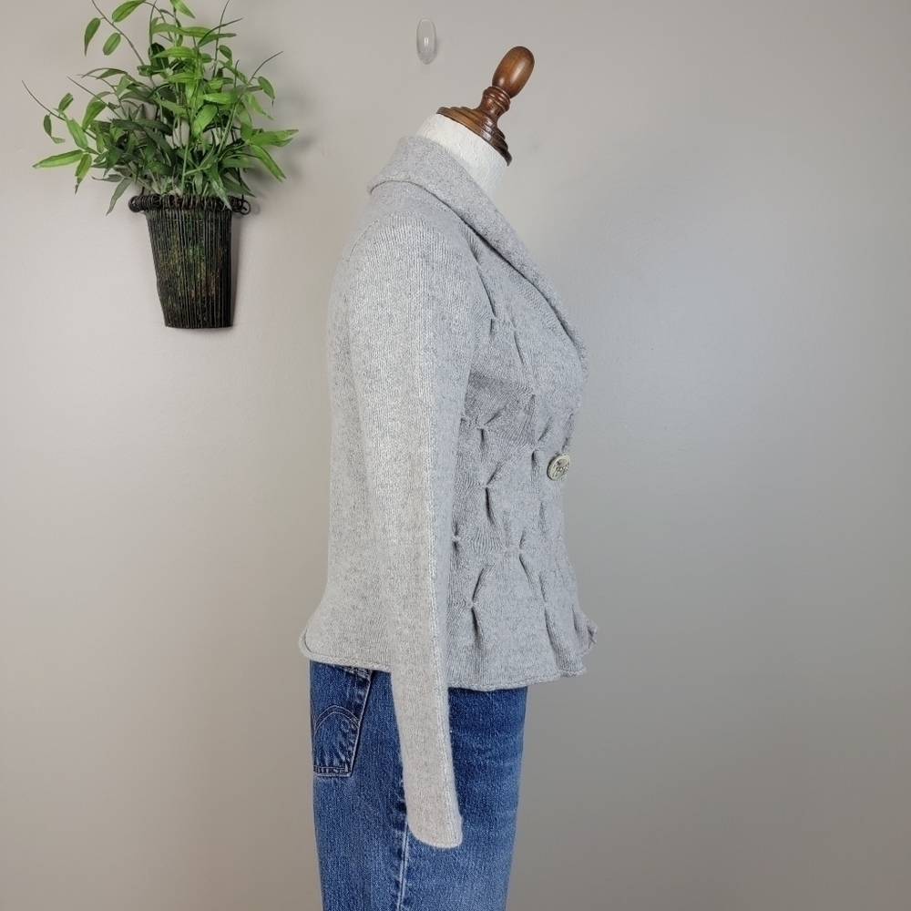Anthropologie Leifsdottir Wool Shawl Neck Button Pin Tuck Cardigan Sweater XS - Picture 7 of 15
